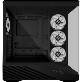 Lian Li V100 ATX Mid-Tower PC Case, 4 x 120mm ARGB PWM Fans Pre-Installed, LED RGB Strip, Display Platform with Tempered Glass, Support 420mm GPUs, 360mm Radiator, Optimized Airflow - Black (V100RX)
