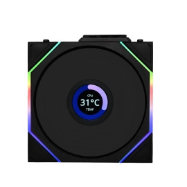 Lian Li UNI Fan TL LCD Wireless 120-Single Pack-2.4 GHz Wireless Signal ARGB Fan-Infinity Mirror-Daisy-Chain -Customizable Lighting Effects-Controller NOT Included & Required - Black (12TLLCD1W1B)