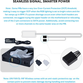 Lian Li UNI Fan SL-Infinity Wireless 120-Single Pack -2.4 GHz Wireless Signal Control-ARGB Fan-Customizable Double Infinity Mirror Effect-Daisy-Chain Design- Without Controller - Black (12SLIN1W1B)