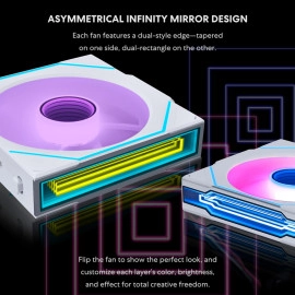 Lian Li UNI Fan SL-Infinity Wireless 120 - Triple Pack - 2.4 GHz Wireless Signal ARGB Fan Control - Double Infinity Mirror Design - Low Noise - Controller Included - White (12SLIN1W3W)