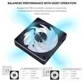 Lian Li UNI Fan CL120 ARGB 120mm PWM Fans - Triple Pack - 2.4 GHz Wireless Signal RGB & PC Case Fans Control - Daisy-Chain - Dual Light Zones - FDB - Controller Included & Required - Black (12CL1W3B)