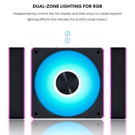 Lian Li UNI Fan CL120 ARGB 120mm PWM Fans - Triple Pack - 2.4 GHz Wireless Signal RGB & PC Case Fans Control - Daisy-Chain - Dual Light Zones - FDB - Controller Included & Required - Black (12CL1W3B)