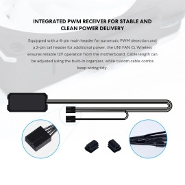 Lian Li UNI Fan CL120 ARGB 120mm PWM Fans - Triple Pack - 2.4 GHz Wireless Signal RGB & PC Case Fans Control - Daisy-Chain - Dual Light Zones - FDB - Controller Included & Required - Black (12CL1W3B)
