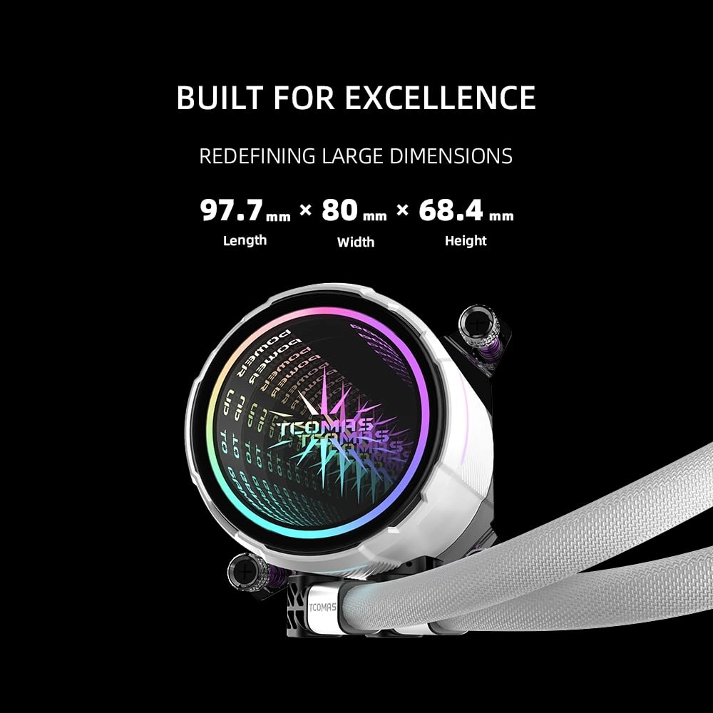 LA200 White 360 ARGB Liquid CPU Cooler – Infinity Mirror Pump Head with Stunning Lighting Depth, Supports Intel LGA 1851/1700 & AMD AM5/AM4