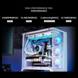 LA200 White 360 ARGB Liquid CPU Cooler – Infinity Mirror Pump Head with Stunning Lighting Depth, Supports Intel LGA 1851/1700 & AMD AM5/AM4