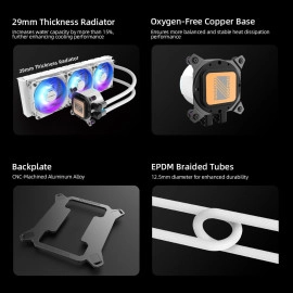 LA200 White 360 ARGB Liquid CPU Cooler – Infinity Mirror Pump Head with Stunning Lighting Depth, Supports Intel LGA 1851/1700 & AMD AM5/AM4