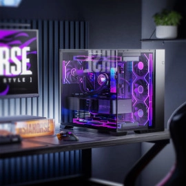 AsiaHorse Nyota Ultra 120mm PC Case Fan - Space-Inspired Design (Infinity Mirror + RGB Ring), 9 Blades 58.5 CFM, Modular Build, Ultra-Quiet Silicone Pads, PWM Control-Quiet Hydro Bearing