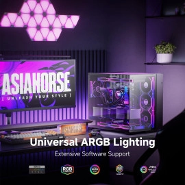 AsiaHorse Nyota Ultra 120mm PC Case Fan - Space-Inspired Design (Infinity Mirror + RGB Ring), 9 Blades 58.5 CFM, Modular Build, Ultra-Quiet Silicone Pads, PWM Control-Quiet Hydro Bearing