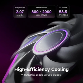 AsiaHorse Nyota Ultra 120mm PC Case Fan - Space-Inspired Design (Infinity Mirror + RGB Ring), 9 Blades 58.5 CFM, Modular Build, Ultra-Quiet Silicone Pads, PWM Control-Quiet Hydro Bearing