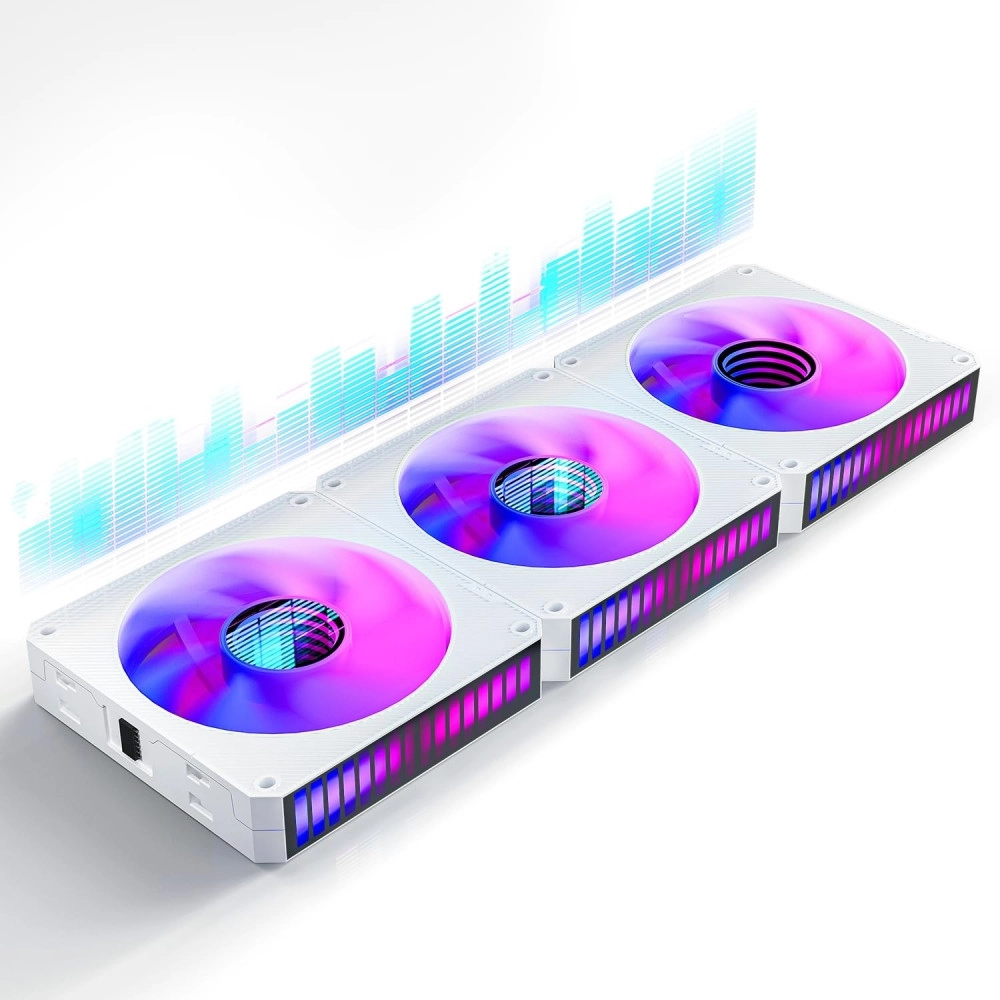 AsiaHorse STARBEAT 120mm, RGB Sound Control Rhythm PC Case Fan, Daisy-Chain Connection, 5V 3Pin ARGB Lighting for Computer Case & Liquid Radiator