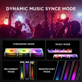 AsiaHorse STARBEAT 120mm, RGB Sound Control Rhythm PC Case Fan, Daisy-Chain Connection, 5V 3Pin ARGB Lighting for Computer Case & Liquid Radiator