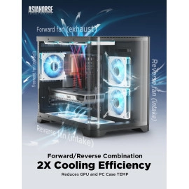 AsiaHorse AMICI-5GT RGB PC Fans, Infinity Mirror ARGB Fans HDB Bearing Fan Speeds Up to 1800 RPM with 24 LED Lights, Reverse Blade Fan Compatible Motherboard Aura SYNC (Not Wireless Connection)