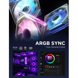 AsiaHorse AMICI-5GT RGB PC Fans, Infinity Mirror ARGB Fans HDB Bearing Fan Speeds Up to 1800 RPM with 24 LED Lights, Reverse Blade Fan Compatible Motherboard Aura SYNC (Not Wireless Connection)