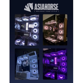 AsiaHorse AMICI-5GT RGB PC Fans, Infinity Mirror ARGB Fans HDB Bearing Fan Speeds Up to 1800 RPM with 24 LED Lights, Reverse Blade Fan Compatible Motherboard Aura SYNC (Not Wireless Connection)