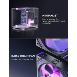 AsiaHorse Dawn Pro 120mm Case Fan, ARGB PWM 1850RPM / 68CFM Airflow, Forward & Reverse Blade Design, Low Noise, Precision HDB Bearings High Performance Unit PC Fan Modular Daisy Chain
