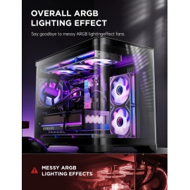 AsiaHorse Dawn Pro 120mm Case Fan, ARGB PWM 1850RPM / 68CFM Airflow, Forward & Reverse Blade Design, Low Noise, Precision HDB Bearings High Performance Unit PC Fan Modular Daisy Chain