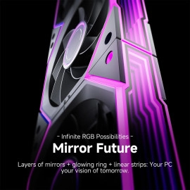 AsiaHorse Nyota Ultra 120mm PC Case Fan - Space-Inspired Design (Infinity Mirror + RGB Ring), 9 Blades 58.5 CFM, Modular Build, Ultra-Quiet Silicone Pads, PWM Control-Quiet Hydro Bearing