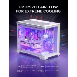 AsiaHorse Pegasus Micro ATX PC Case Dual Chamber 270° Full View Tempered Glass Huge Space MATX Gaming PC Case-360mm Radiator, RTX 40 Compatible, High Airflow Full-Tower MATX Computer Cases-White
