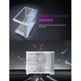 AsiaHorse Pegasus Micro ATX PC Case Dual Chamber 270° Full View Tempered Glass Huge Space MATX Gaming PC Case-360mm Radiator, RTX 40 Compatible, High Airflow Full-Tower MATX Computer Cases-White