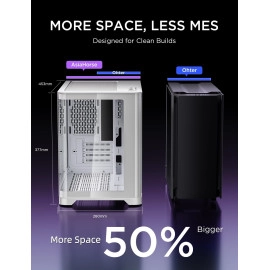 AsiaHorse Pegasus Micro ATX PC Case Dual Chamber 270° Full View Tempered Glass Huge Space MATX Gaming PC Case-360mm Radiator, RTX 40 Compatible, High Airflow Full-Tower MATX Computer Cases-White