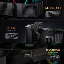 AsiaHorse 12VHPWR Cable Extension Kit, 16AWG Pcie 5.0 PSU Cable Extension Kit Soft Braided Power Supply Cable Extension, 24pin ATX /4+4pin EPS /12+4pin, 30CM Length with Cable Combs