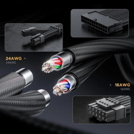 AsiaHorse 12VHPWR Cable Extension Kit, 16AWG Pcie 5.0 PSU Cable Extension Kit Soft Braided Power Supply Cable Extension, 24pin ATX /4+4pin EPS /12+4pin, 30CM Length with Cable Combs
