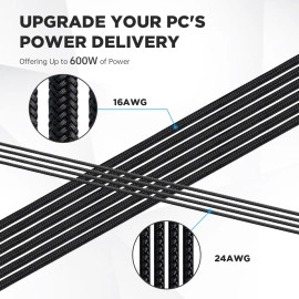AsiaHorse 12VHPWR Adapter Cable Extension, 600 Watts Rated 12+4-Pin (16-Pin) Female to Male PCIe Extension Cable, Compatible with RTX 3090Ti 4070ti 4080 4090, 3CM Length (Black)