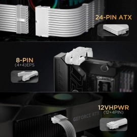AsiaHorse 12VHPWR Cable Extension Kit, 16AWG Pcie 5.0 PSU Cable Extension Kit Soft Braided Power Supply Cable Extension, 24pin ATX /4+4pin EPS /12+4pin 30CM Length with Cable Combs