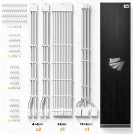 AsiaHorse 12VHPWR Cable Extension Kit, 16AWG Pcie 5.0 PSU Cable Extension Kit Soft Braided Power Supply Cable Extension, 24pin ATX /4+4pin EPS /12+4pin 30CM Length with Cable Combs