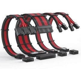 AsiaHorse 12VHPWR Cable Extension Kit, 16AWG Pcie 5.0 PSU Cable Extension Kit Soft Braided Power Supply Cable Extension, 24pin ATX /4+4pin EPS /12+4pin 30CM Length with Cable Combs