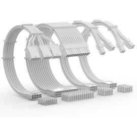 AsiaHorse 12VHPWR Cable Extension Kit, 16AWG Pcie 5.0 PSU Cable Extension Kit Soft Braided Power Supply Cable Extension, 24pin ATX /4+4pin EPS /12+4pin 30CM Length with Cable Combs
