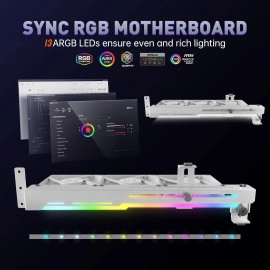 AsiaHorse Graphics Card Cooler with ARGB 5V 3Pin LED and Three 80mm Fans, RGB LED Graphics Card Holder, GPU Cooler Easy Installation-White