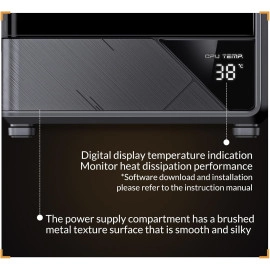 JONSBO D200 Black Micto ATX PC Case,Digital Screen, One-Piece Curved Glass Desktop Design 270° Ultra-Wide View,ATX Power supply/Dual240 AIO,GPU<410mm,7 Fan Positions, Black