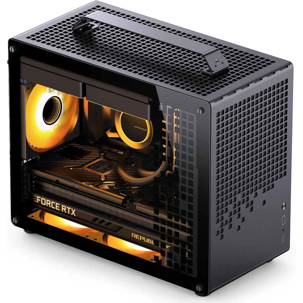 JONSBO/JONSPLUS Z20 Black Micro-ATX Mini Tower PC Case,with Detachable Carrying Handle, Mini Size, High-Performance Hardware Compatible, Support 240AIO, H160mm Cooler, Black