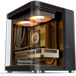 JONSBO TK-1 Black Micro ATX Mini Tower Computer CASE, Hyperboloid Glass Design, Separated Cabinet Structure, Al Alloy Shell Matx Desktop PC Case, Support ATX Power supply/240 AIO, Black