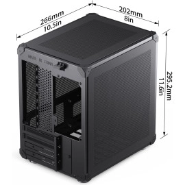 JONSBO C6 Black Mini MATX Mesh PC Case,Simple Compact Desktop Micro ATX Chassis,Upper Cover/Side Panel Tool-Free Open pc case, ATX Power Bite (L185mm Max.),Support 75mm CPU Cooler,GPU200-255mm