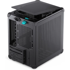 JONSBO C6-ITX Black Mini ITX Handled Mesh PC Case, Simple Compact Desktop Chassis, SP MB mini-ITX/Mini-DTX, ATX Power Bite (L140mm Max.), 170mm Tower Cooler,Tool-Free Open SFF Case, Black
