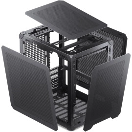 JONSBO C6-ITX Black Mini ITX Handled Mesh PC Case, Simple Compact Desktop Chassis, SP MB mini-ITX/Mini-DTX, ATX Power Bite (L140mm Max.), 170mm Tower Cooler,Tool-Free Open SFF Case, Black
