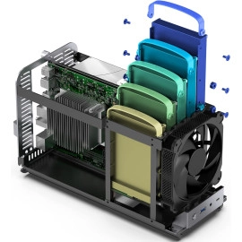 JONSBO N1 Mini-ITX NAS Chassis, ITX Computer Case, 5+1 Disk Bays NAS Mini Aluminum with Steel Plate Case, Built-in 14cm Fan, Only SFX Power Bite, Support H 70mm CPU Cooler