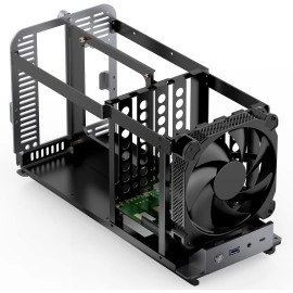 JONSBO N1 Mini-ITX NAS Chassis, ITX Computer Case, 5+1 Disk Bays NAS Mini Aluminum with Steel Plate Case, Built-in 14cm Fan, Only SFX Power Bite, Support H 70mm CPU Cooler