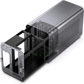 JONSBO N1 Mini-ITX NAS Chassis, ITX Computer Case, 5+1 Disk Bays NAS Mini Aluminum with Steel Plate Case, Built-in 14cm Fan, Only SFX Power Bite, Support H 70mm CPU Cooler