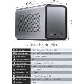 JONSBO N1 Mini-ITX NAS Chassis, ITX Computer Case, 5+1 Disk Bays NAS Mini Aluminum with Steel Plate Case, Built-in 14cm Fan, Only SFX Power Bite, Support H 70mm CPU Cooler