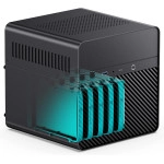 JONSBO N2 Black NAS ITX Case 5+1 Disk Bays Mini Aluminum Case, Built-in 12cm Fan, SFX Power Bite (L150mm Max.), Support 65mm CPU Cooler, Integrated Upper Cover Removable,Black