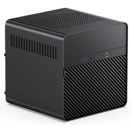 JONSBO N2 Black NAS ITX Case 5+1 Disk Bays Mini Aluminum Case, Built-in 12cm Fan, SFX Power Bite (L150mm Max.), Support 65mm CPU Cooler, Integrated Upper Cover Removable,Black