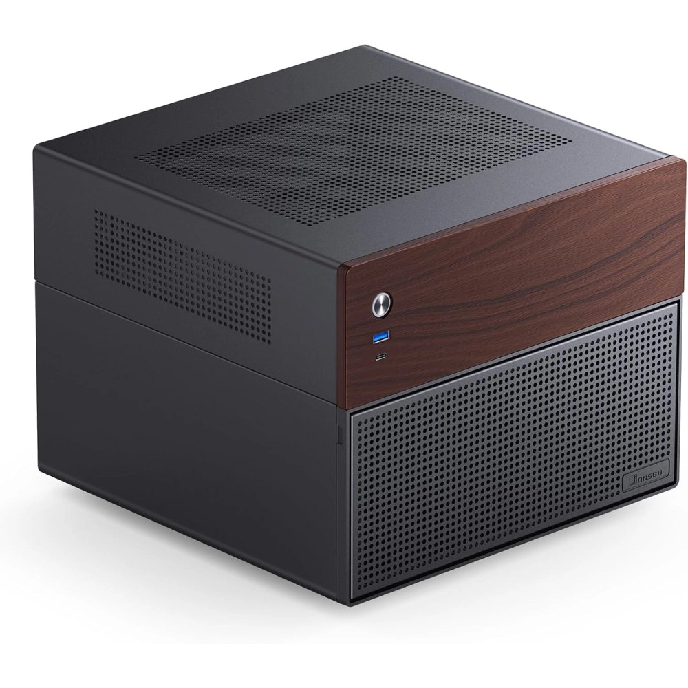 JONSBO N4 Black NAS Pc Case, Walnut Wood, 8-Drive Bay/6 * 3.5 