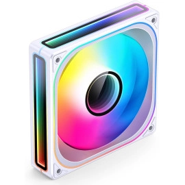 Jonsbo ZB-120W PC Case Fan, Silent Computer Fan with Axis & 4-Sides Infinity Mirror 2400RPM,3Pin ARGB Fans, 4Pin PWM Integrated M&F Head,28MM Thick,White
