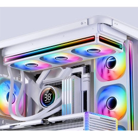Jonsbo ZB-120W PC Case Fan, Silent Computer Fan with Axis & 4-Sides Infinity Mirror 2400RPM,3Pin ARGB Fans, 4Pin PWM Integrated M&F Head,28MM Thick,White