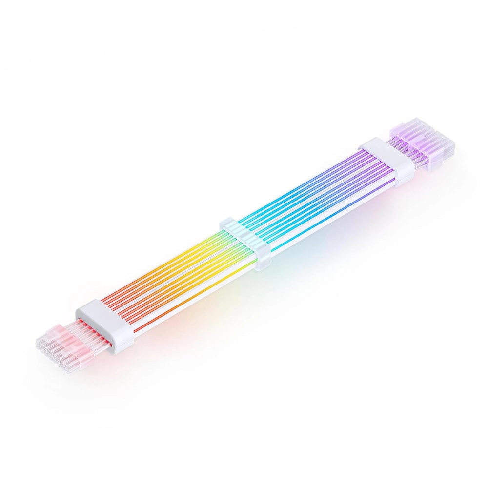 Jonsbo DY-2 (GPU-2 * 8Pin) Addressable RGB Power Extension Cable Kit for Graphics Card Connector, Rainbow Bridge 5V ARGB PC PSU Cables,White