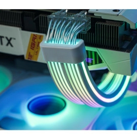 Jonsbo DY-2 (GPU-2 * 8Pin) Addressable RGB Power Extension Cable Kit for Graphics Card Connector, Rainbow Bridge 5V ARGB PC PSU Cables,White