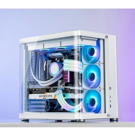 Jonsbo DY-2 (GPU-2 * 8Pin) Addressable RGB Power Extension Cable Kit for Graphics Card Connector, Rainbow Bridge 5V ARGB PC PSU Cables,White